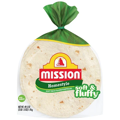 Mission Homestyle Soft & Fluffy Flour Taco Tortillas - 49.5oz/22ct