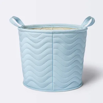 Quilted Fabric Large Round Storage Basket - Blue - Cloud Island