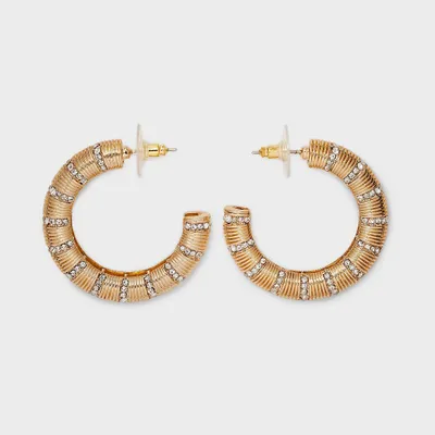 SUGARFIX by BaubleBar Gold and Crystal Hoop Earrings - Gold