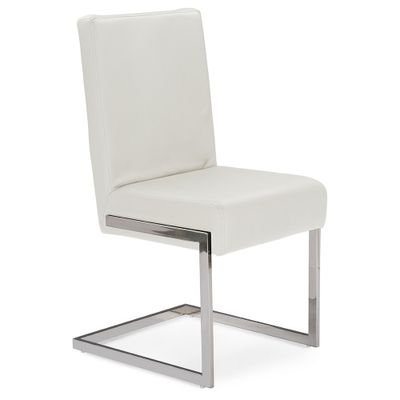 Set of 2 Toulan Modern & Contemporary White Faux Leather Upholstered Stainless Steel Dining Chairs - Baxton Studio