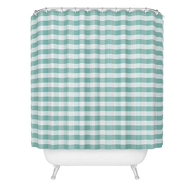 Deny Designs Caroline Okun Icy Gingham Shower Curtain: Polyester Fabric, Buttonhole Top, Machine Washable