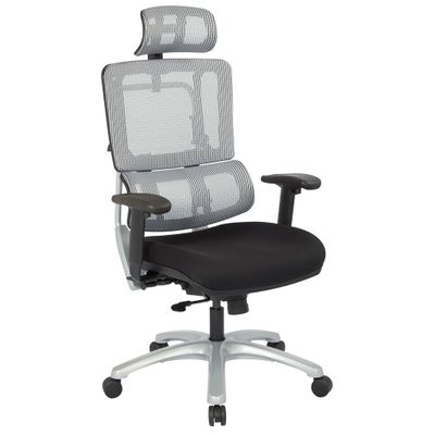 Vertical Mesh Back Chair with Base And Black Coal Free Flex Seat with Headrest  - OSP Home Furnishings: Ergonomic Adjustable Computer Desk Chair