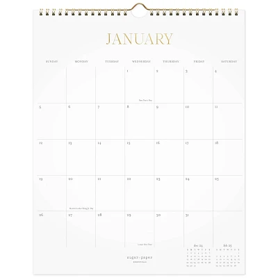 Sugar Paper Essentials 2025 Wall Calendar 15x12 White