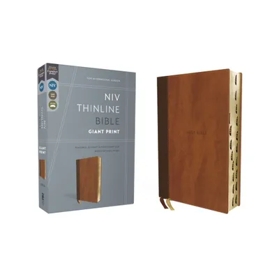 Niv, Thinline Bible, Giant Print, Leathersoft, Brown, Red Letter, Thumb Indexed, Comfort Print - by Zondervan (Leather Bound)