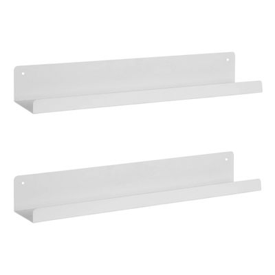 24 x 3 Mezzo Modern Metal Ledge Shelf Set White - Kate & Laurel All Things Decor