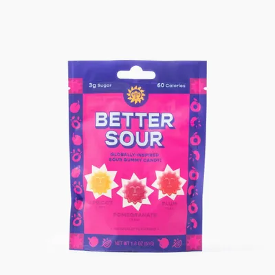 Better Sour Pomegranate Apricot Plum Sour Gummy Candy - 1.8oz