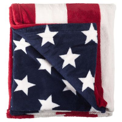 50x60 American Flag Stars Striped Fleece Throw Blanket - Saro Lifestyle: Cozy Patriotic Vintage Style