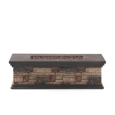 Chesney Outdoor 50000 BTU Light Weight Concrete Rectangular Fire Pit Stone - Christopher Knight Home: Durable, No Assembly, Propane Gas Powered