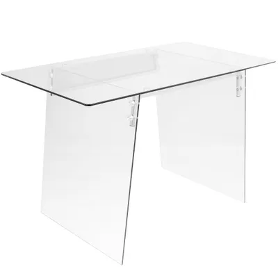 Glacier Contemporary Desk Clear Glass/Chrome - LumiSource