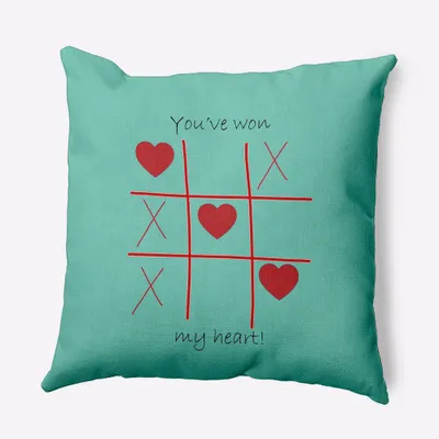 16x16 Valentines Day Youve Won My Heart Square Throw Pillow Spring Green - e by design