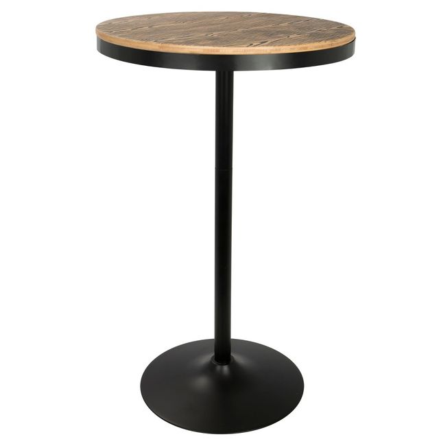 Dakota Industrial Adjustable Bar Height Table  - LumiSource: Metal Base, Round Bamboo Top