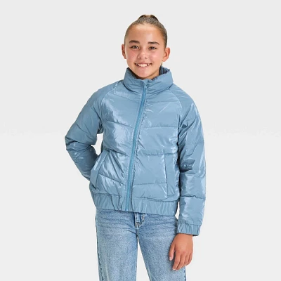 Girls Solid Puffer Jacket