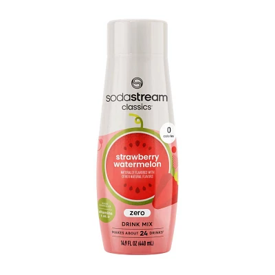 SodaStream Zero Strawberry Watermelon Sodamix - 14.9 fl oz: Soda Streamer Flavor Syrup, Liquid Concentrate, Plastic Bottle
