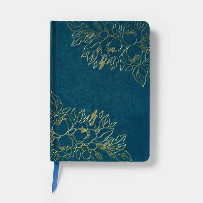 192pg Ruled Journal Blue and Gold Foil - Threshold: Velvet Hard Cover, Lined Paper, 5x7 Inches, Case Binding, 192 Pages