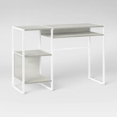 Paulo Wood Writing Desk with Storage Weathered White - Project 62