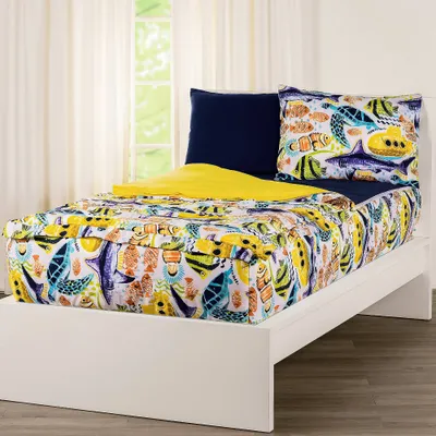 Twin Beneath The Waves Bunkie Deluxe Zipper Kids Bedding Set - SIScovers: Zippered Twin Bedding Set, Submarine Pattern