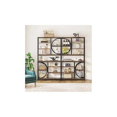 LITTLE TREE 76.77 Tall 8 Tier Etagere Bookcase with Open Shelf Brown