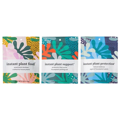 Instant Plant Food 3 pk Plant Food Support Protection Bundle with Small Batch Fertilizer Antibiotics Natural Pest Defense for Houseplants