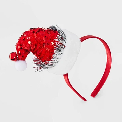 Girls Sequins Santa Hat Headband - Cat & Jack Red