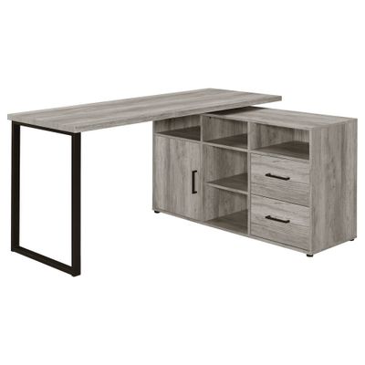 Hertford 2 Drawer L-Shape Desk  - Coaster: Rustic Office Workstation with Storage