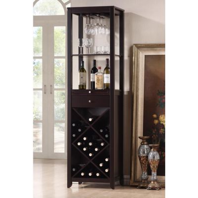 Austin Wood Modern Wine Tower Dark Brown - Baxton Studio