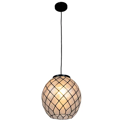 Storied Home Marina Natural Capiz and Metal Orb Pendant Ceiling Light