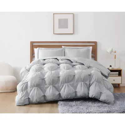 Truly Soft 3pc Full/Queen Cloud Puffer Comforter Set Gray: Microfiber Material, Includes 2 Shams, Machine Washable