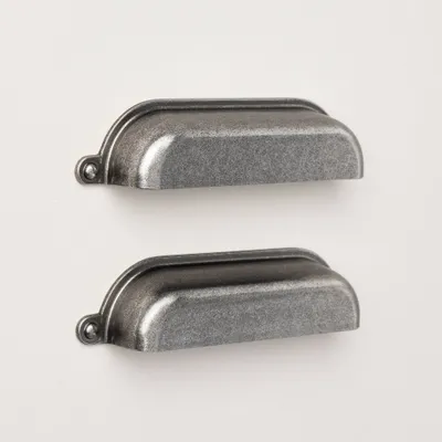 3.75 Vintage Library Drawer Bin Pulls Antique Nickel (Set of 2) - Hearth & Hand with Magnolia: Zinc Alloy Cabinet Hardware