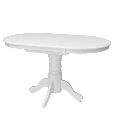 Extendable Dining Table White - CorLiving: Oval Pedestal Kitchen Table with Butterfly Leaf, Seats 4