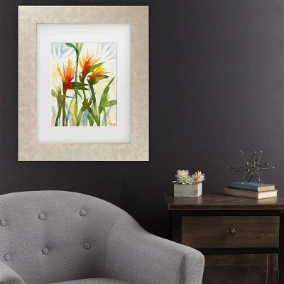 Trademark Fine Art 16x20 Sheila Golden Birds of Paradise Matted Framed Art Cream