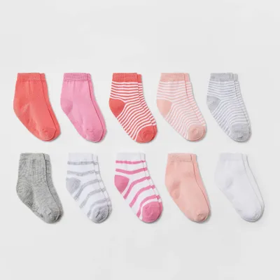 Baby Girls 10pk Striped Low Cut Socks