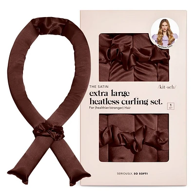 Kitsch XL Satin Heatless Curling Set - Chocolate - 3pk