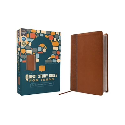 Niv, Quest Study Bible for Teens, Leathersoft, Brown, Comfort Print - by Zondervan (Leather Bound)