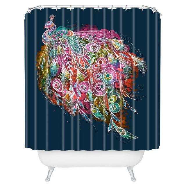 Stephanie Corfee Tail Feather Shower Curtain - Deny Designs: Abstract Galaxy Pattern, Microfiber, Buttonhole Top