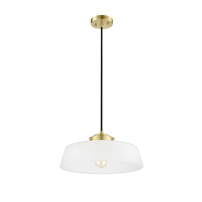 Globe Electric 1-Light Brass Pendant Light with Frosted Glass Shade: Elegant Dome Shape, Adjustable Height, E26 Socket