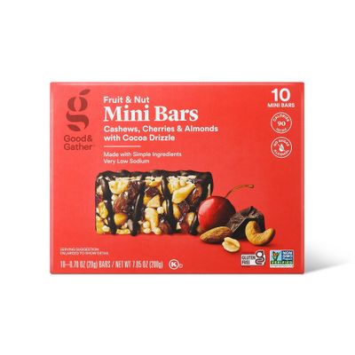 Cashews, Cherry and Almonds with Cocoa Drizzle Mini Fruit & Nut Bars - 7.05oz/10ct - Good & Gather