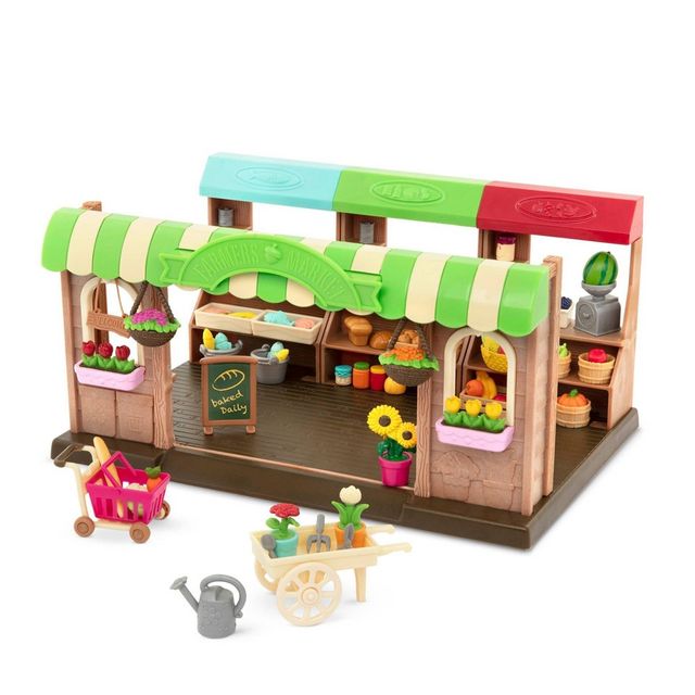 Lil Woodzeez Store Playset with Toy Food 68pc - Hoppin Farmers Market