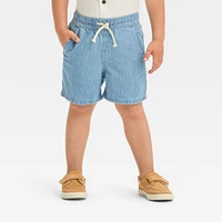 Toddler Boys Pull On Railroad Striped Above Knee Jean Shorts