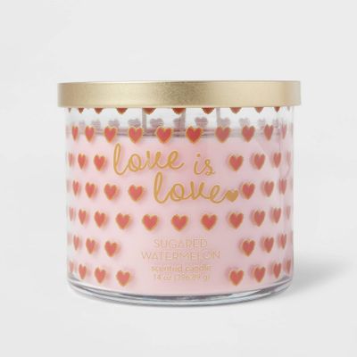 14oz Love is Love Sugared Watermelon Valentines Day Candle - Threshold