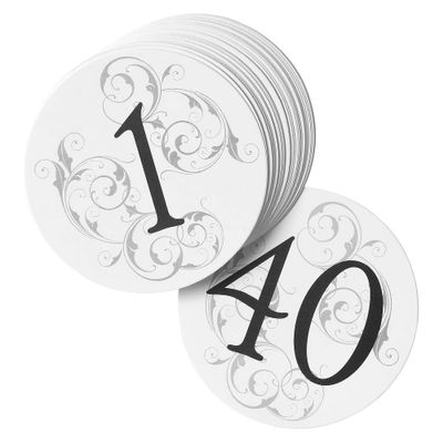 Wedding Filigree Table Number Cards: Hortense B. Hewitt, White, 40-Pack, Paper, Party Decorations, Wedding Ceremony