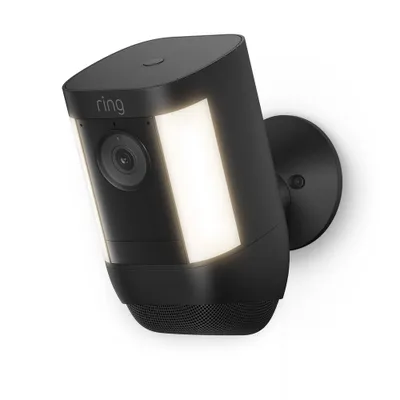 Ring Spotlight Cam Pro with Battery 2K Video LED Light Dual-Band WiFi and 3D Motion Detection - Black