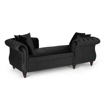 Houck Modern Glam Tufted Velvet Tete-A-Tete Chaise Lounge with Accent Pillows