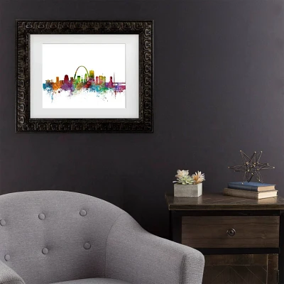 Trademark Fine Art 16x20 Michael Tompsett St. Louis Missouri Skyline Matted Framed Art Dark Gold