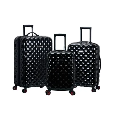 Rockland Quilt 3pc Hardside Polycarbonate Luggage Set - Black