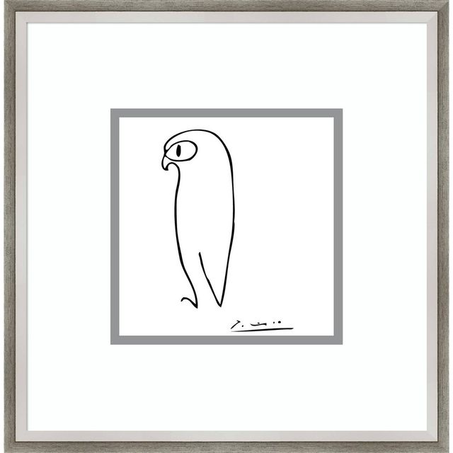 16 x 16 Owl by Pablo Picasso Framed Wall Art Print Gray - Amanti Art: Modern Decor, Animal Lithograph