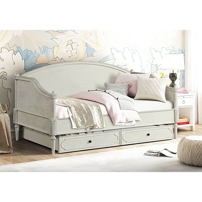 Full DayBed Lucien with Under Bed Storage, Linen Upholstery - Acme Furniture: No Box Spring Required