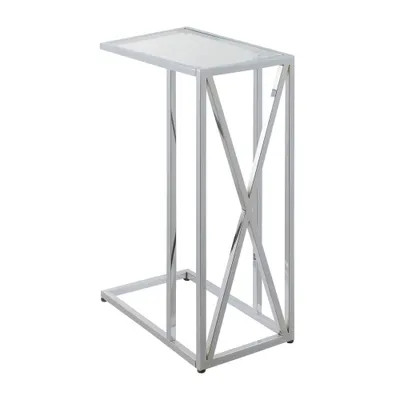 Oxford Chrome Glass C End Table Glass/Chrome - Breighton Home