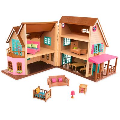 Lil Woodzeez Toy House with Furniture 20pc - Honeysuckle Hillside Cottage