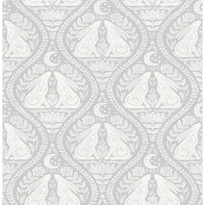 NuWallpaper Moon Rabbit Peel and Stick Wallpaper Gray