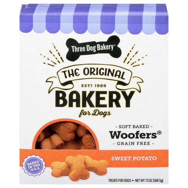 Three Dog Bakery Grain-Free Soft Baked Wafers Sweet Potato Dry Chewy Dog Treats - 13oz